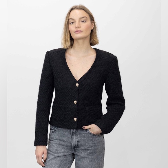 Anine Bing Anitta Jacket Black Tweed Jacket with Gold Buttons - Picture 6 of 16